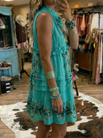 Vintage Floral Print Casual Ruffle Sleeveless Dress