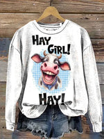 Dairy Cow Art Print Casual Cotton Sweatshirt