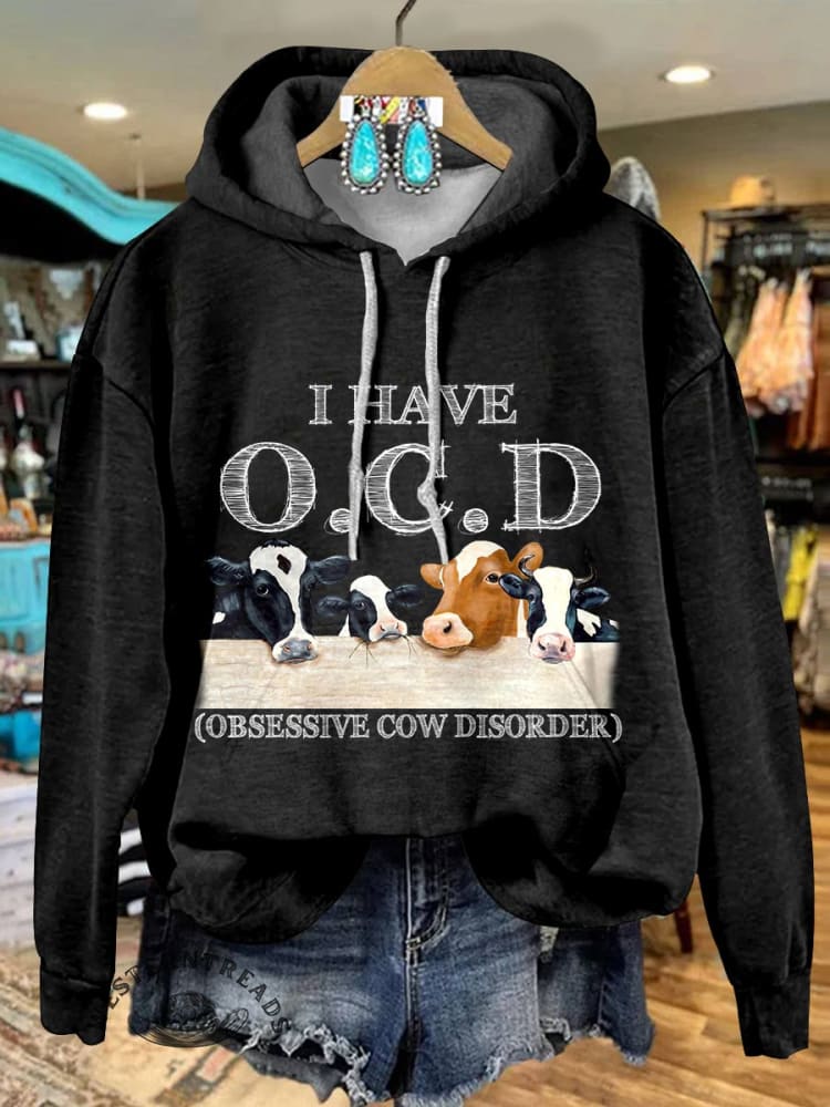 Cow Print Casual Hoodie Sweatshirt