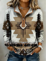 Women's Casual Western Aztec Print Sweatshirt