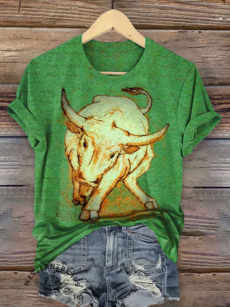 Vintage Cow Art Print T-shirt