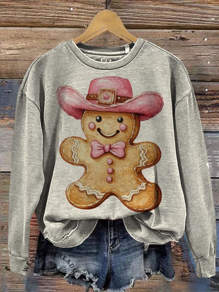 Vintage Christmas Pattern Casual Cotton Sweatshirt