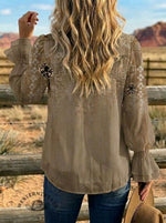 Women's Retro Art Ruffles Sleeve Casual Shirt