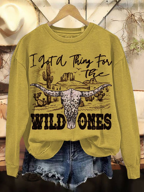 WILD ONES Print Casual Cotton Sweatshirt
