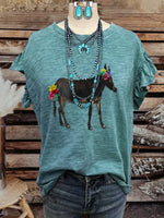 Vintage Elegant Soft Western Cotton T-shirt Top