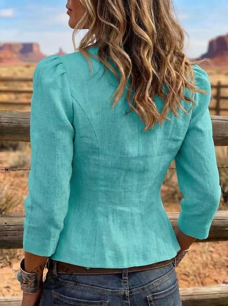 Women's V-neck 3/4 Sleeve Casual Asymmetrical Shirt