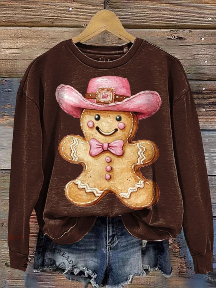 Vintage Christmas Pattern Casual Cotton Sweatshirt