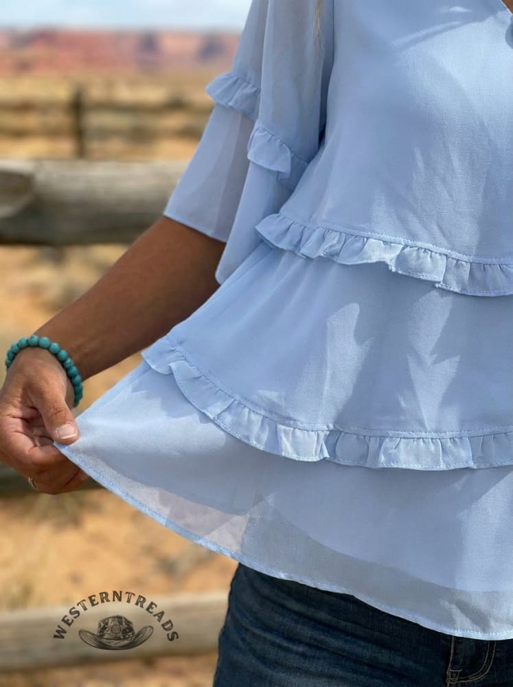 Retro Art Design Chiffon Layered Ruffle Shirt
