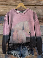 Retro Horse Art Print Casual Cotton Sweatshirt