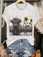 Cattle & Sunflower Print T-shirt