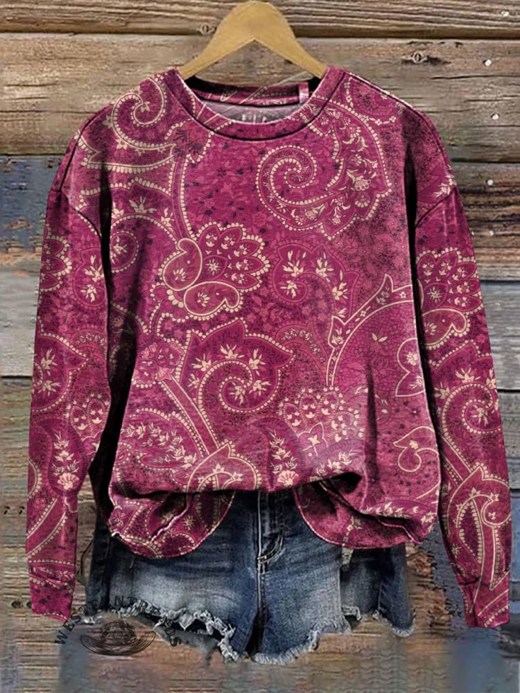 Vintage Print Casual Sweatshirt