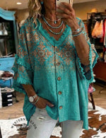 Vintage Art Patchwork Cotton And Linen Shirt