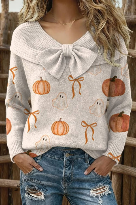 Women's Halloween Print Casual Cotton Sweater