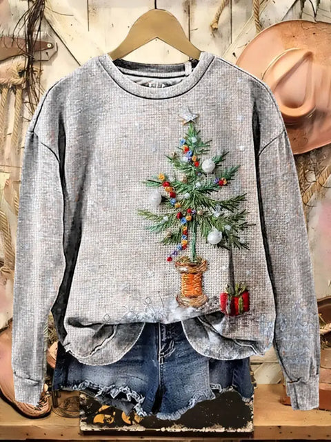 Retro Christmas Art Casual Cotton Sweatshirt