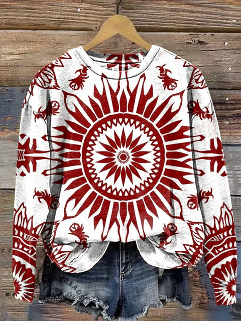 Retro Paper-cutting Art Casual Cotton Sweatshirt