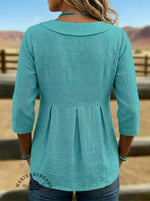 Women's Solid Color 3/4 Sleeve Casual Shirt