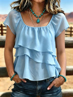 Women's Vintage Multi-layer Patchwork Chiffon Casual Shirt