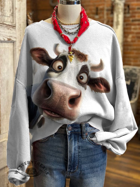 Farm Print Casual Cotton Sweatshirt