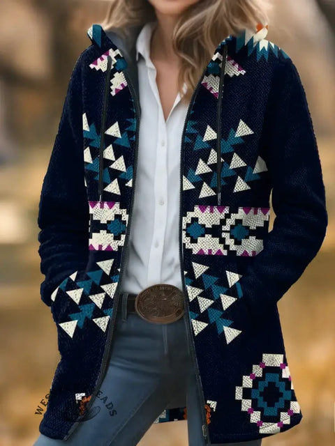 Retro Art Unisex Plush Thick Long-Sleeved Cardigan Coat