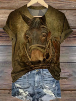 Retro Horse Print T-shirt