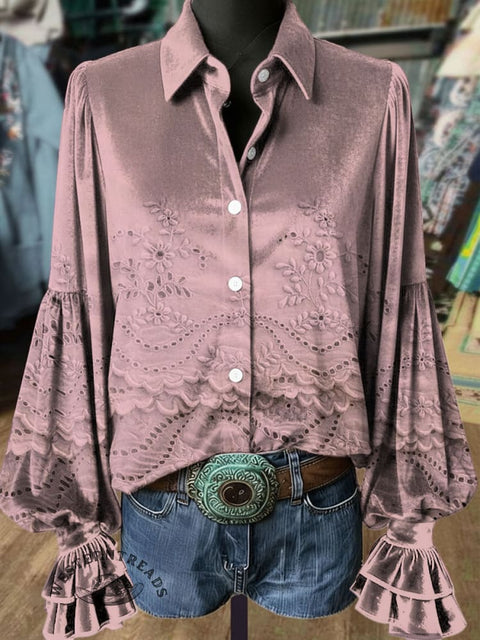 Women's Retro Floral Print Casual Cotton Shirt