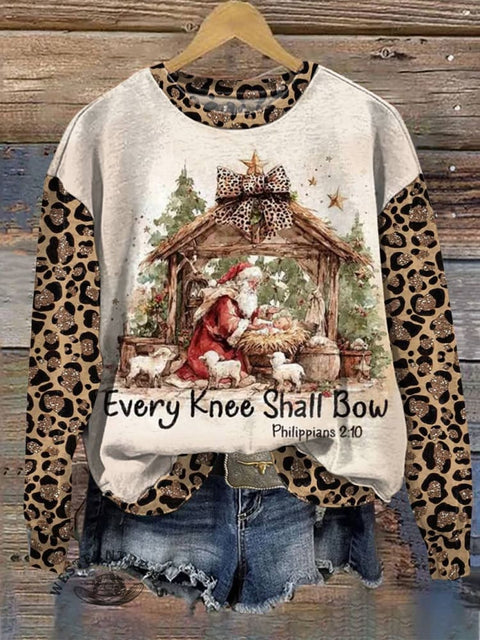 Christmas West Print Casual Cotton Sweatshirt