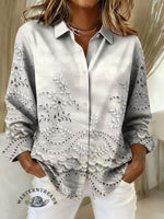 Women's Retro Floral Print Casual Cotton Shirt