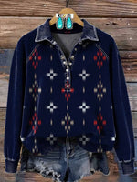Vintage Aztec Art Print Casual Sweatshirt