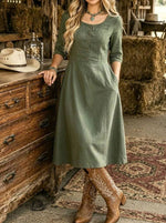 Olive Green Country Cowgirl Dress