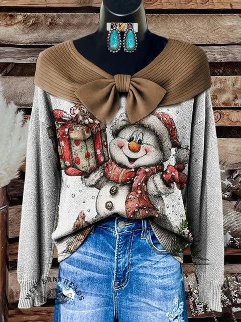 Women's Christmas Art Print Casual Sweater