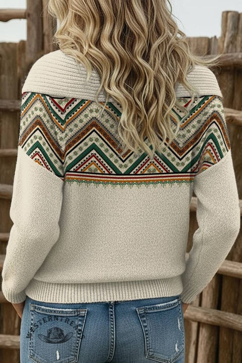 Women's Aztec Print Casual Sweater