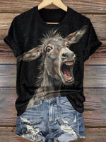 Funny Donkey Print Casual T-shirt