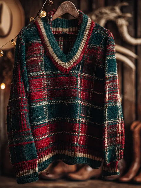 Women's Christmas Art Print Casual Sweater