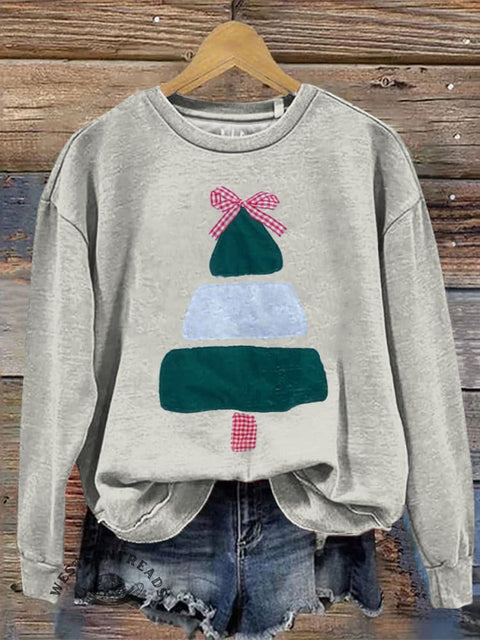 Christmas Art Print Casual Cotton Sweatshirt