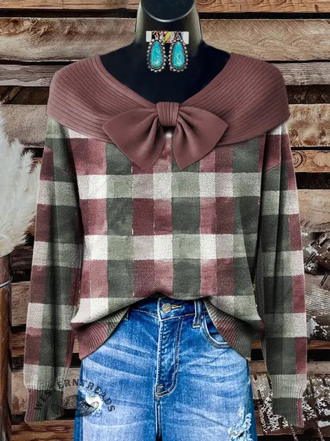 Retro Christmas Art Print Buttoned Cardigan Sweater