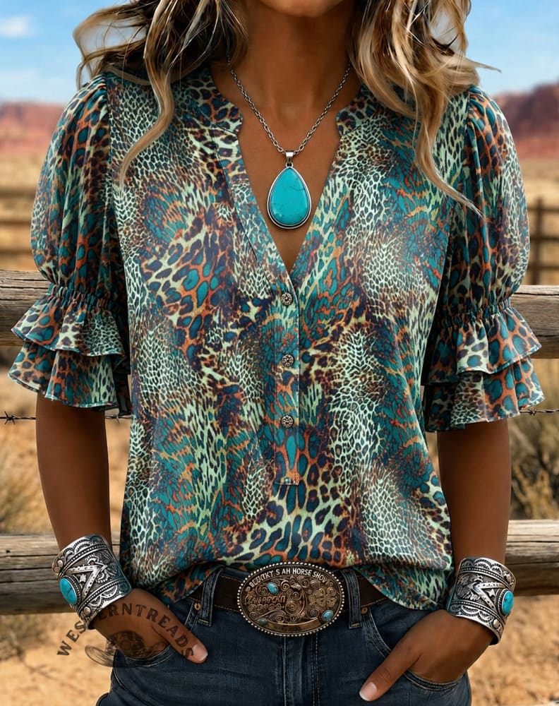 Vintage Leopard Print Comfortable Summer Fabrics Casual Shirt