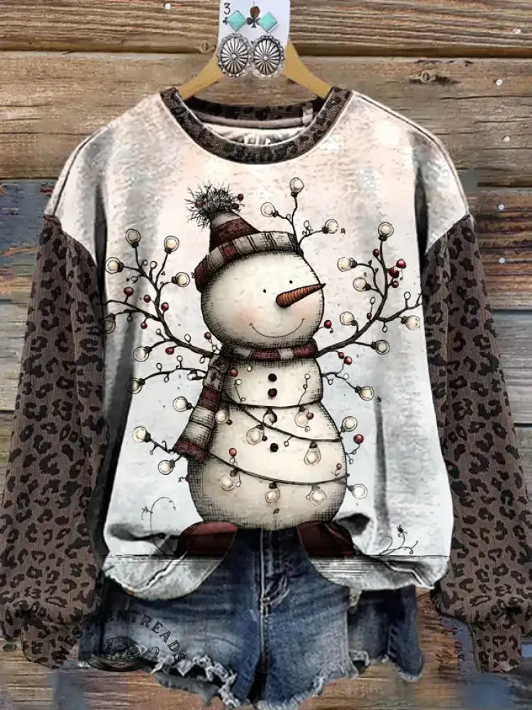 Retro Leopard Print Christmas Sweatshirt
