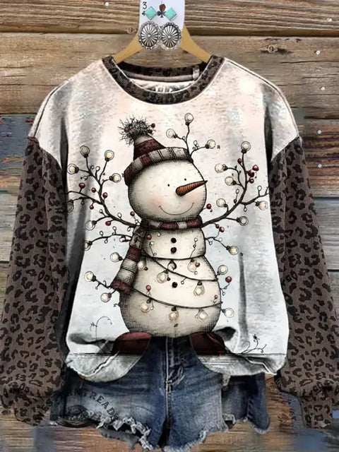 Retro Leopard Print Christmas Sweatshirt