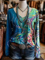 Vintage Art Print Casaul Short Sleeve T-shirt