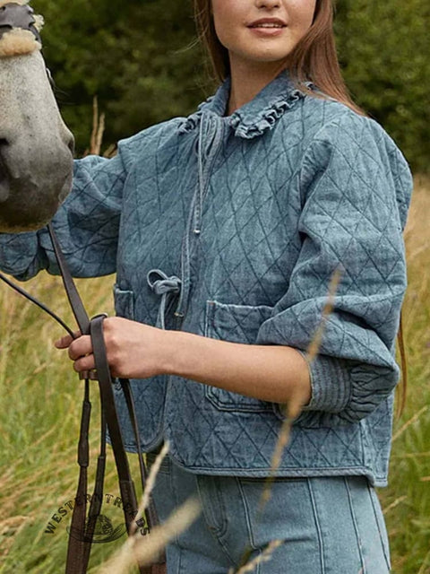 Collared Diamond-patterned Lightweight Jacket