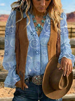 Women's Retro Art Ruffle Sleeve Casual Shirt