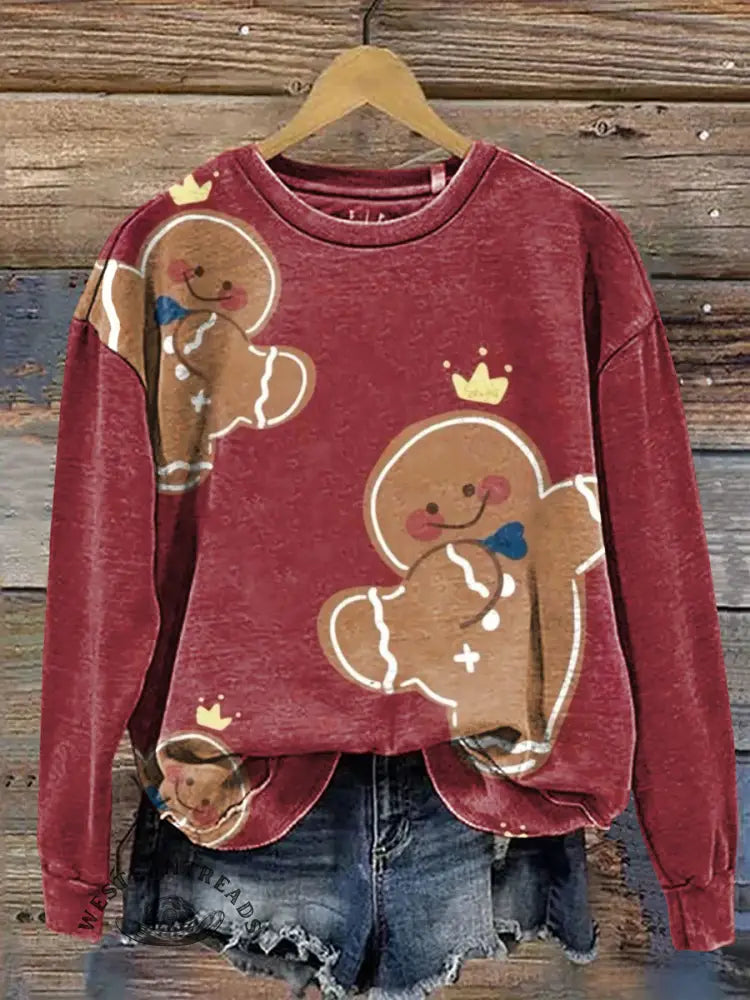 Christmas gingerbread man Casual Cotton Sweatshirt