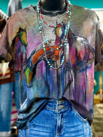 Retro Horse Art Print T-shirt