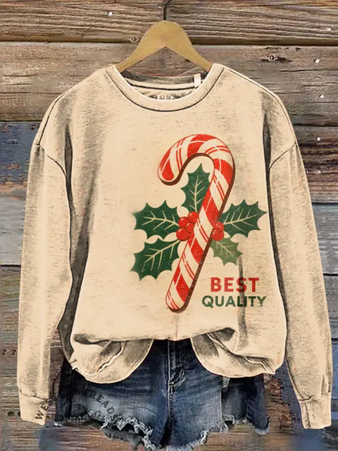 Fish Wearing A Santa Hat Print Casual Cotton Sweatshirt