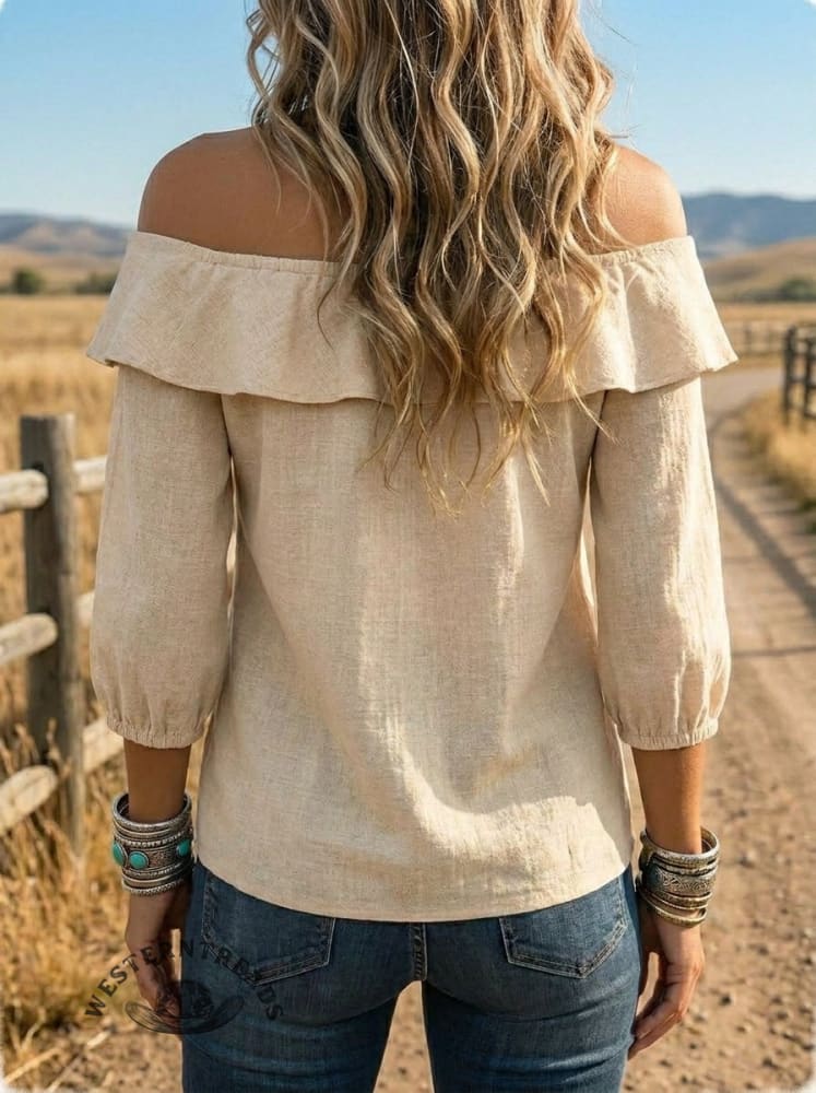 Women's Casual Bow-neck Off Shoulder Shirt