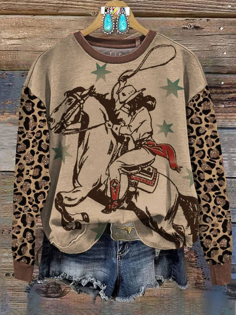 West Print Casual Cotton Sweatshirt