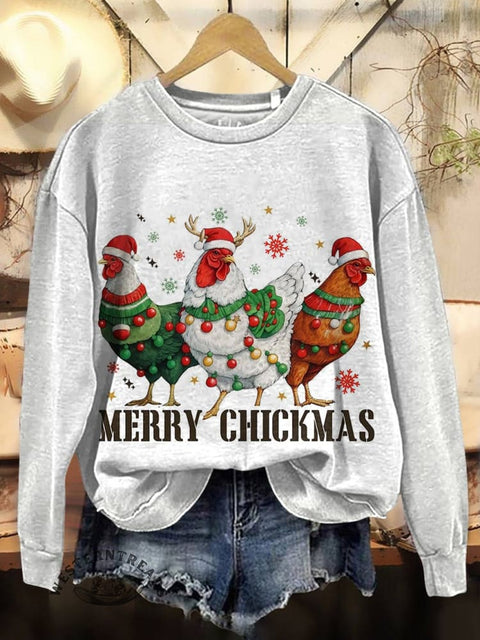 Merry Christmas Print Casual Cotton Sweatshirt