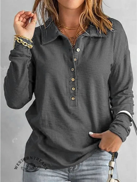 Women's Retro Collar Button Casual Shirt