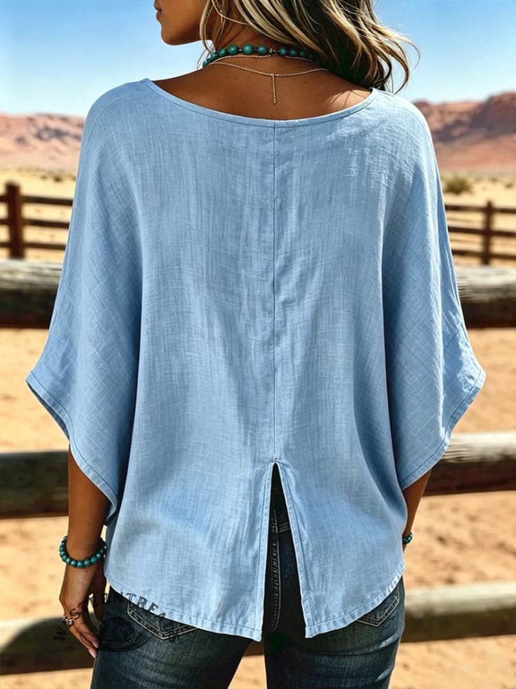 Women's Vintage Pocket Slit Patchwork Casual Shirt