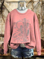 Vintage Western Art Print Casual Cotton Sweatshirt